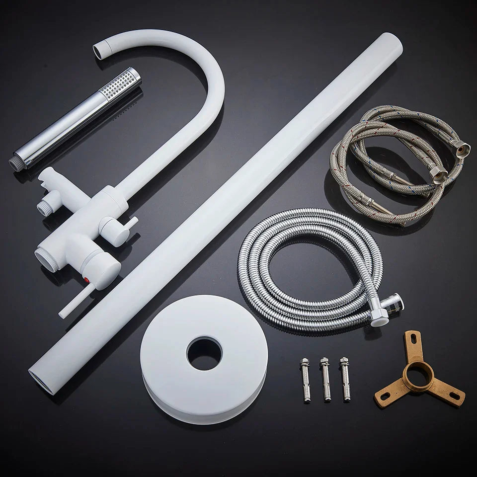 Afralia™ Floor Standing Bathtub Faucet Set with Dual Handles for Bathroom