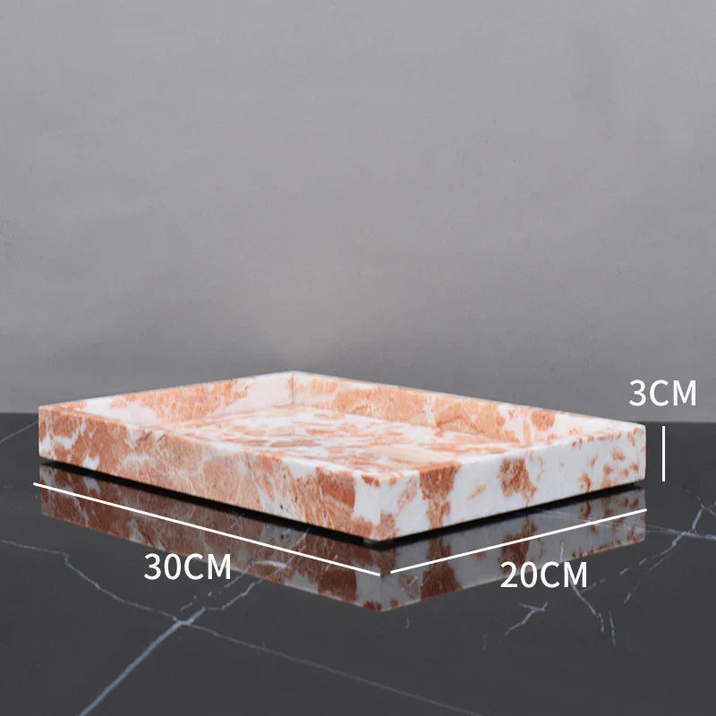 Afralia™ Marble Tray with Handle for Luxury Bathroom Vanity Storage