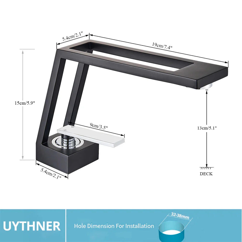 Afralia™ Square Brass Basin Faucet Cold Hot Water Mixer Tap for Bathroom Sink