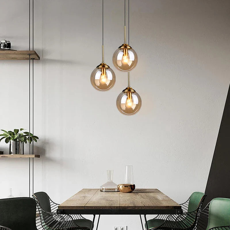 Afralia™ Smoky Gray Glass Ball Pendant Lights for Bar Dining Restaurant Lighting ×