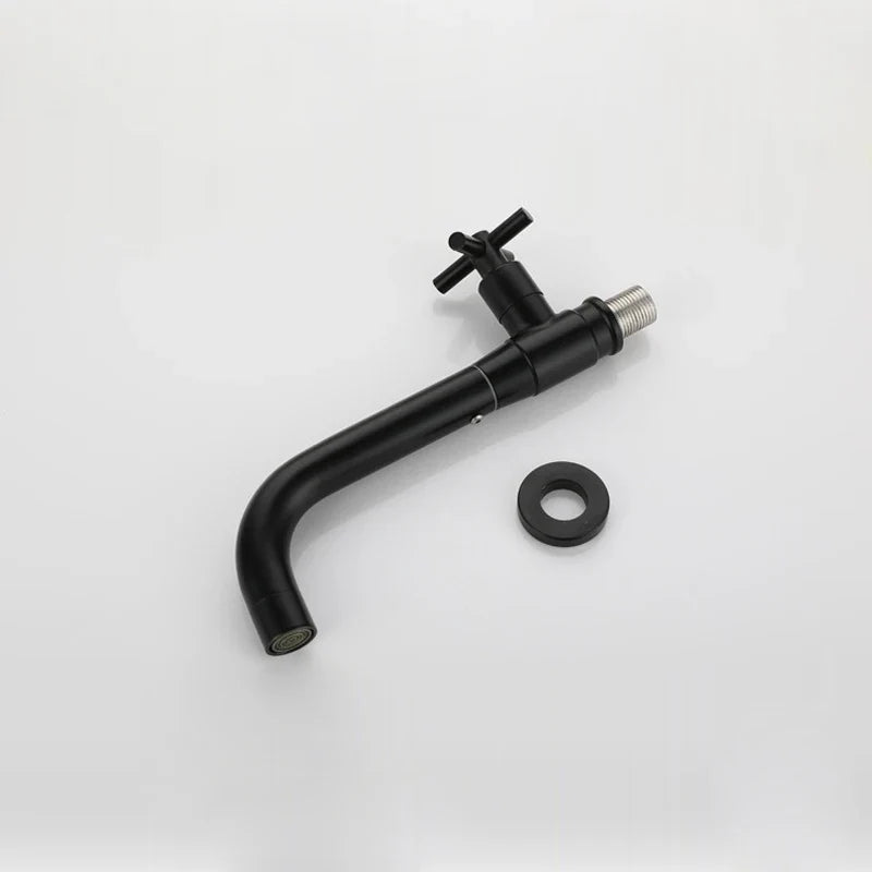 Afralia™ Wall Mount Basin Faucet: Outdoor Garden Spout, Single Cold Water Tap for Bathroom.