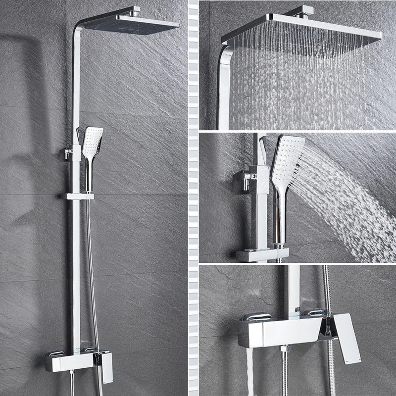 Afralia™ Chrome/Black Rain Shower Wall Mixer with Bathtub Faucet