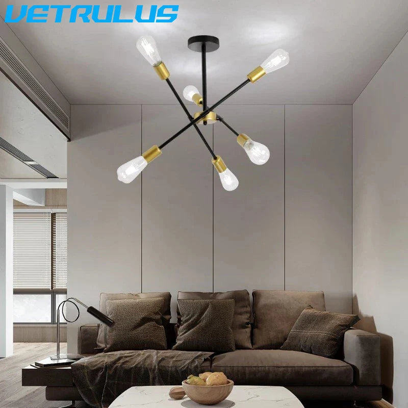 Afralia™ Iron Sputnik Chandelier: Modern Nordic Design Ceiling Light for Living Dining Room