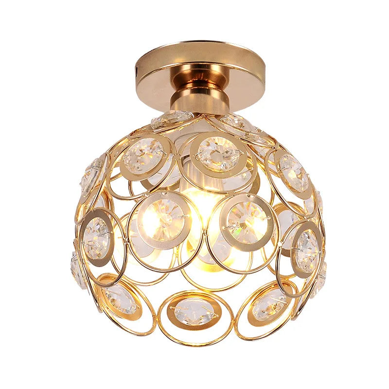 Afralia™ Crystal Flush Mount Chandelier for Hallway Foyer, Modern Hollow Carved Ceiling Light