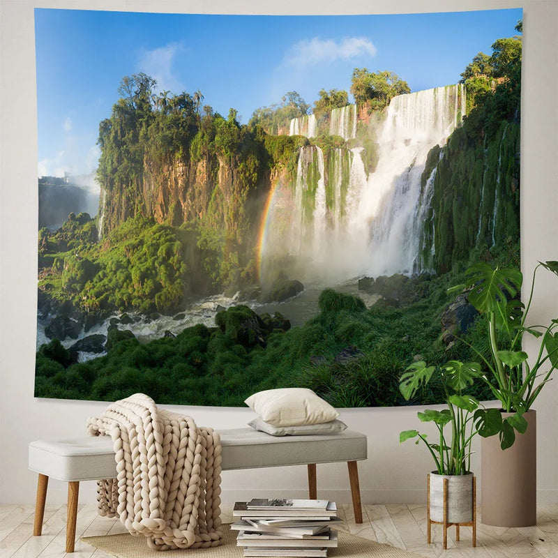 Boho Chic Afralia™ Forest Waterfall Tapestry - Large Sofa Blanket & Yoga Mat