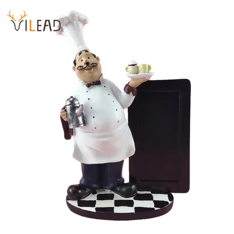 Afralia™ Chef Mustache Figurine for Kitchen Decor - 24cm Resin Message Board & Table Ornament