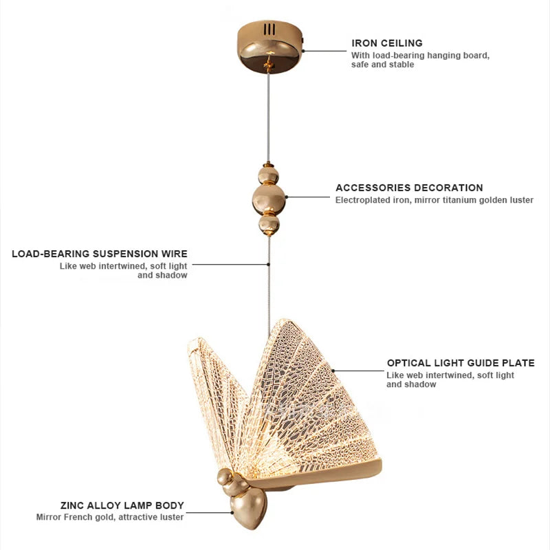 Afralia™ Butterfly Pendant Lamps: Modern Luxury Lighting Fixtures for Staircase, Bedroom, and Aisle