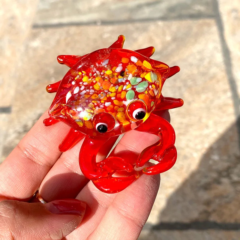 Afralia™ Crab Glass Figurines: Handblown Art Animals Collectible Sculpture Ornaments