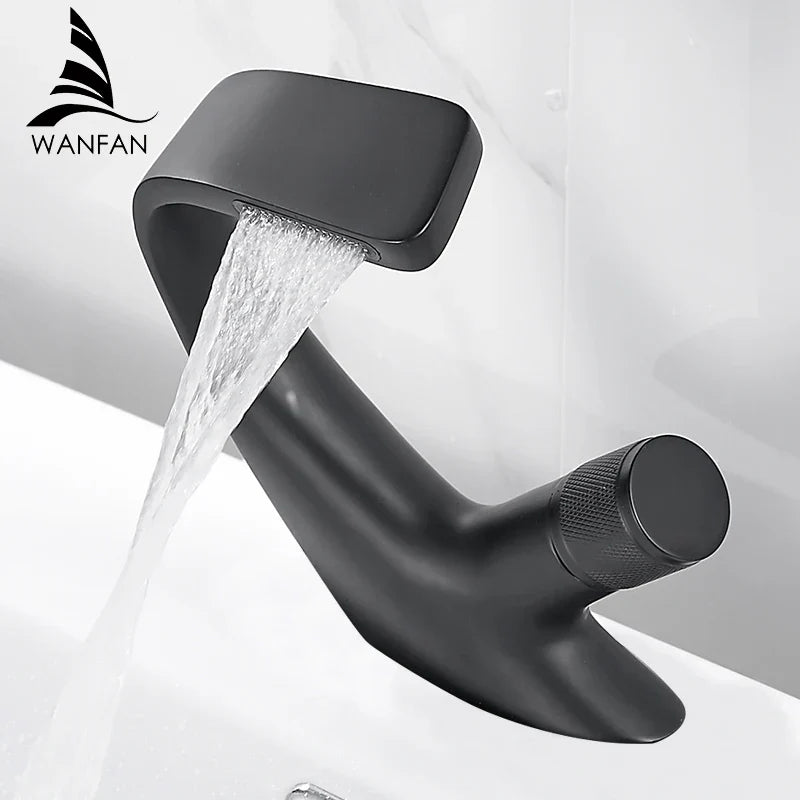 Afralia™ Matte Black Brass Bathroom Faucet Single Handle Mixer Tap