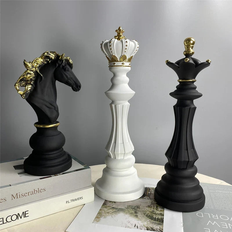 Afralia™ Chess Pieces Figurines: The Queen's Gambit Decor for Home & Office