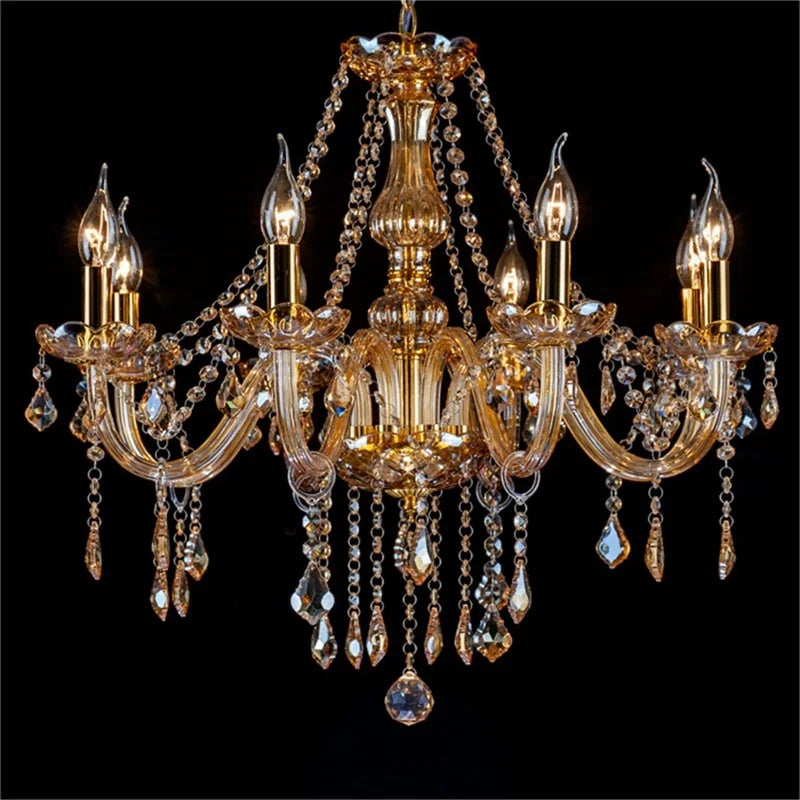 Afralia™ Crystal Pendant Chandelier: Elegant LED Amber Light Fixture for Home, Hotel, Hall