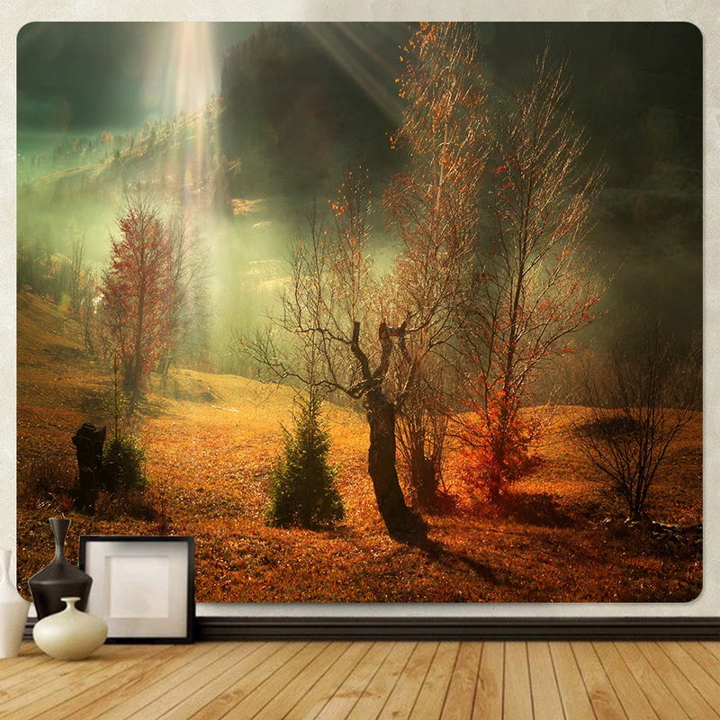 Afralia™ Forest Psychedelic Tapestry: Bohemian Wall Hanging Art for Home Decoration