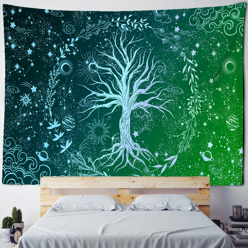 Tree Of Life Tapestry Wall Hanging Nature Landscape Aesthetic Room Decor by Afralia™
