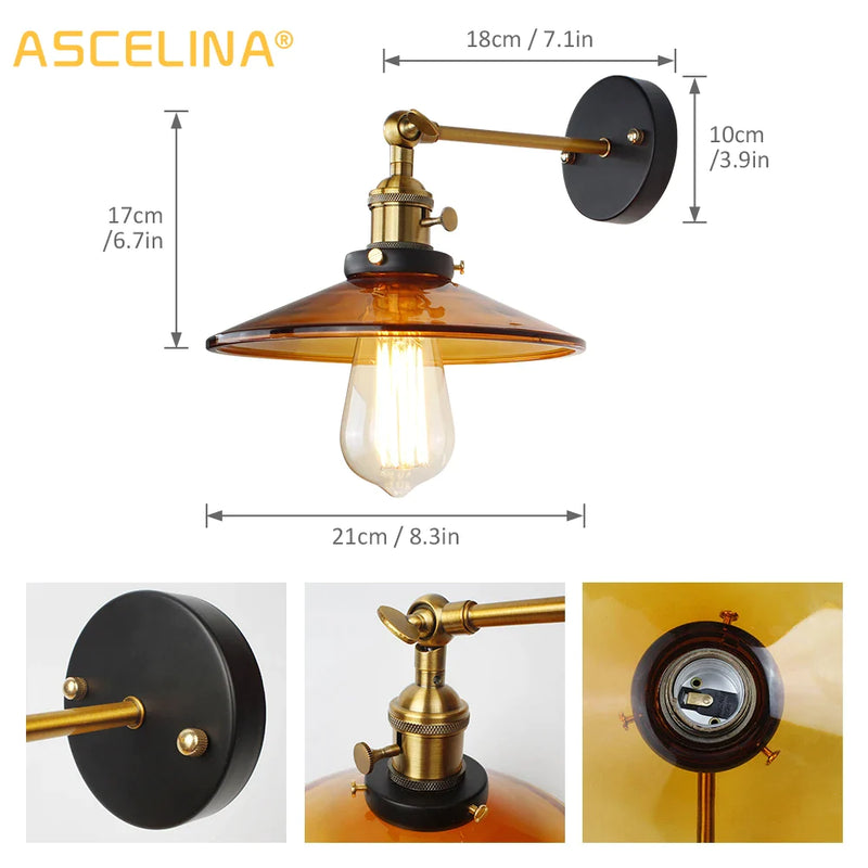 Afralia™ Japanese Glass Wall Light Retro Modern Wall Lamps for Home Lighting