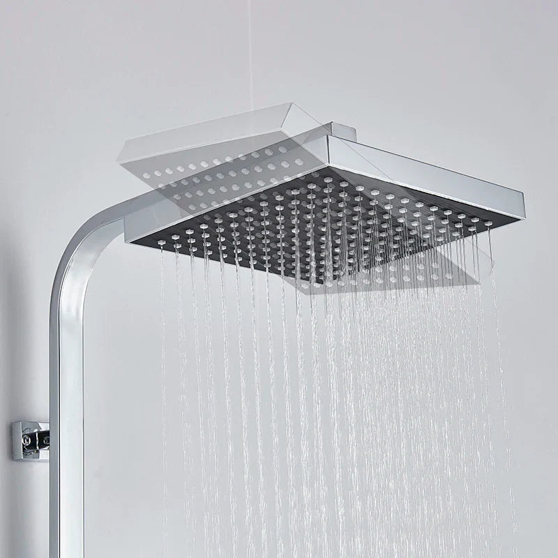 Afralia™ Chrome Bathroom Rainfall Shower Faucet Wall Mounted Mixer Tap Kit