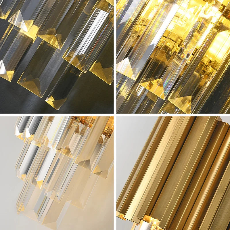 Afralia™ Gold Crystal Wall Lamp with LED Light for Home Lighting