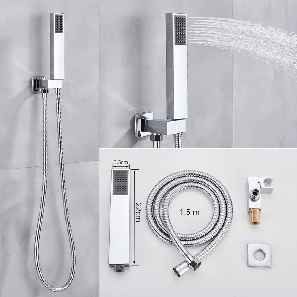 Afralia™ Chrome Shower System: Wall Mounted Rain Shower Head and Faucet Set