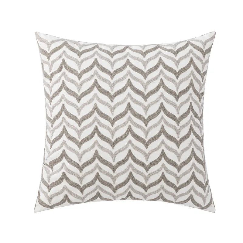 Afralia™ Geometric Embroidery Cushion Cover 45x45cm Black Grey Soft Cozy for Home Decor