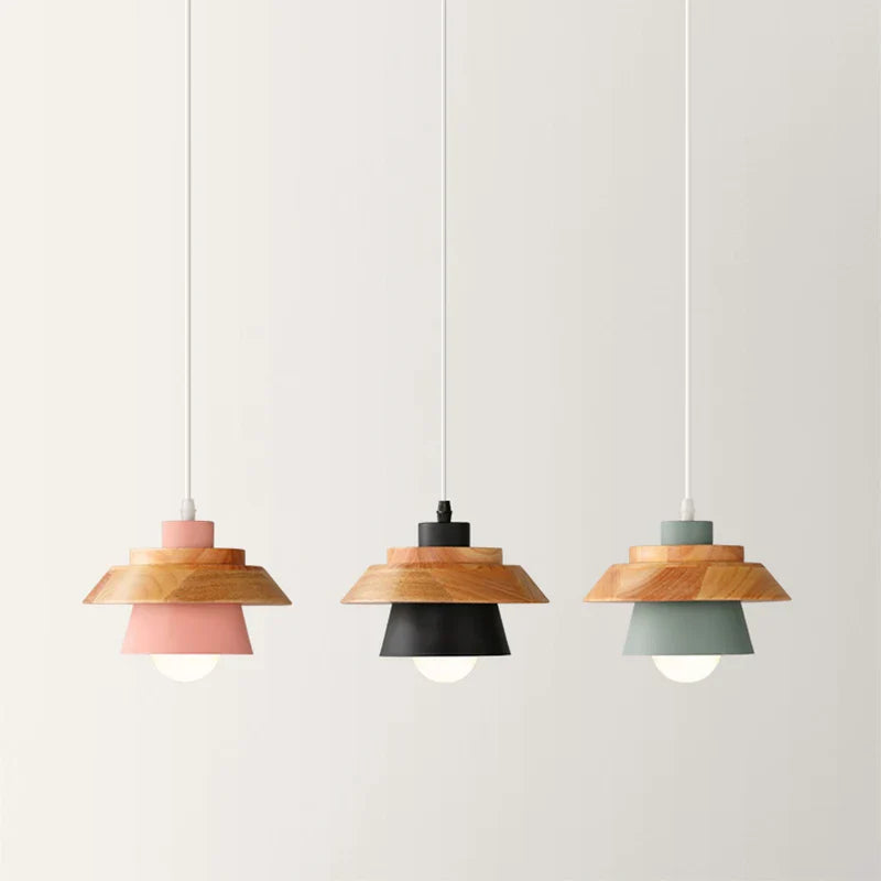 Afralia™ Nordic Wood Chandelier Pendant Lights Minimalist E27 LED Indoor Lighting