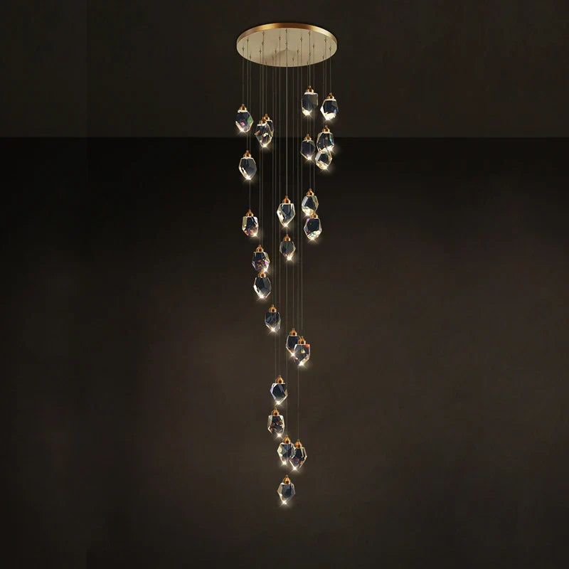 Afralia™ Crystal Stone Copper Chandelier - LED Postmodern 2025 Lighting for Staircase