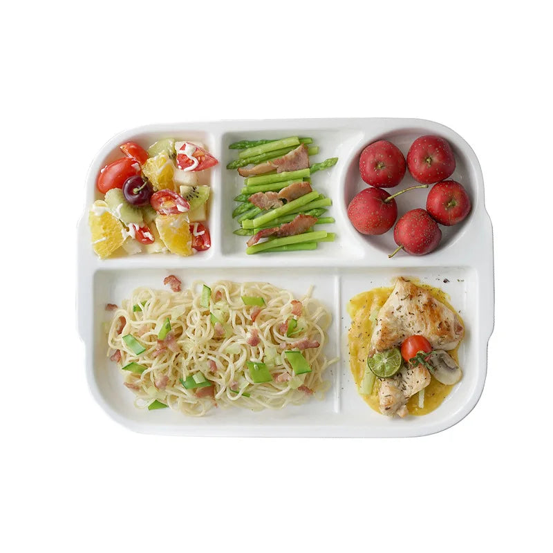 Afralia™ Ceramic Divided Plate - Versatile White Porcelain Dish for Breakfast, Fruit, and More