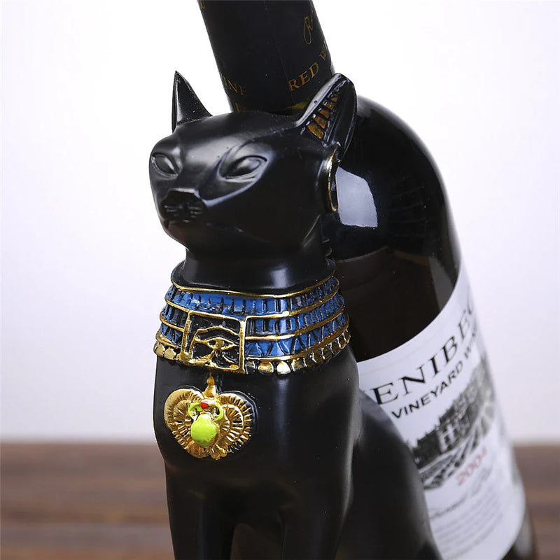 Afralia™ Egyptian Cat God Wine Bottle Holder Figurine: Nordic Style Home Decor & Gift