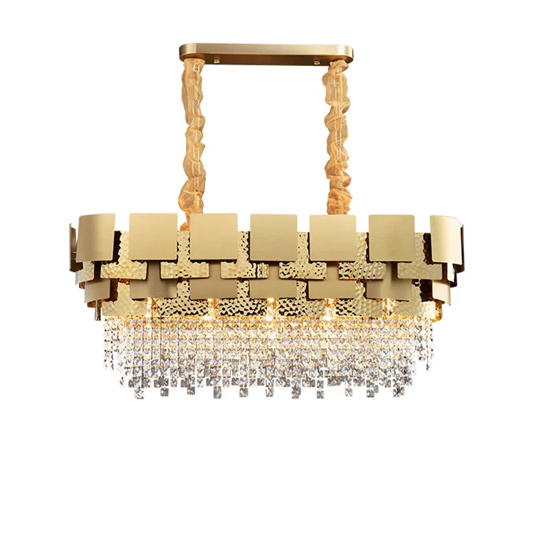 Afralia™ Stainless Steel Crystal Golden Chandelier for Dinning Room
