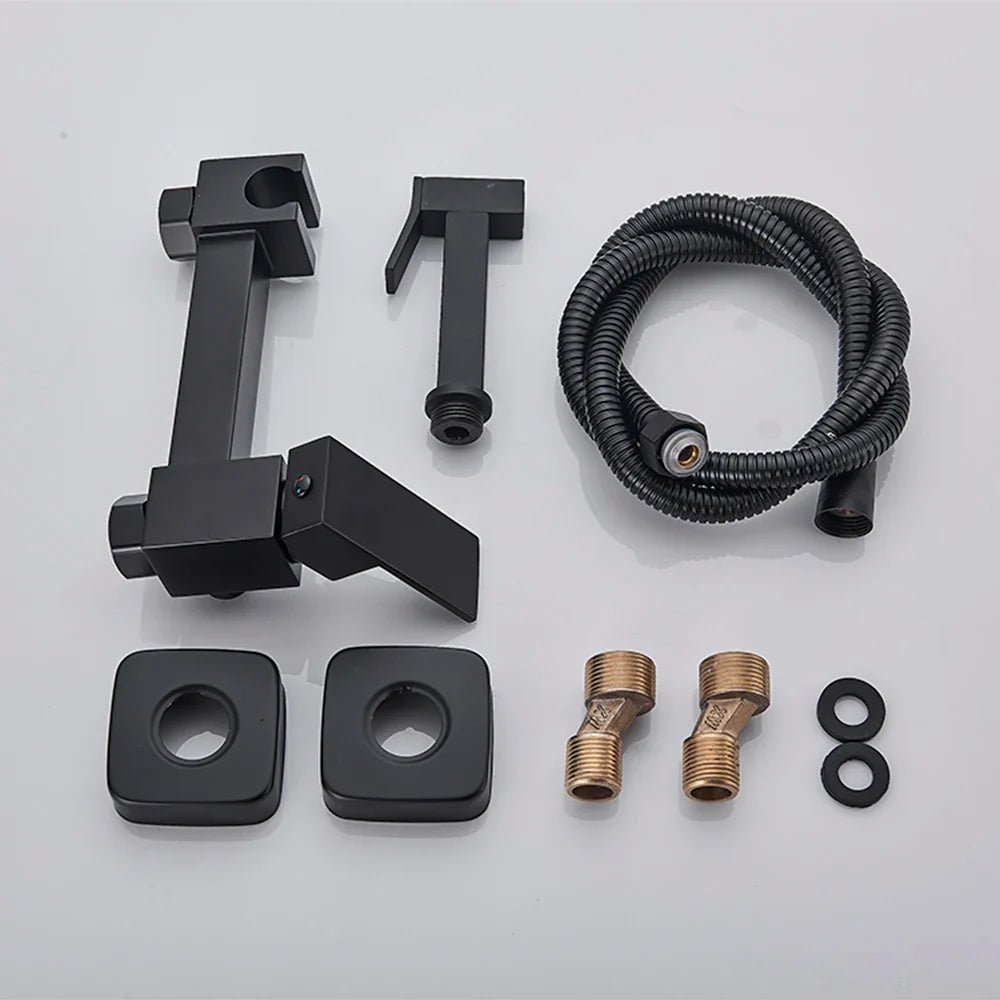 Afralia™ Brass Bidet Sprayer Faucet Set - Hot Cold Mixer, Wall Mounted Toilet Shattaf