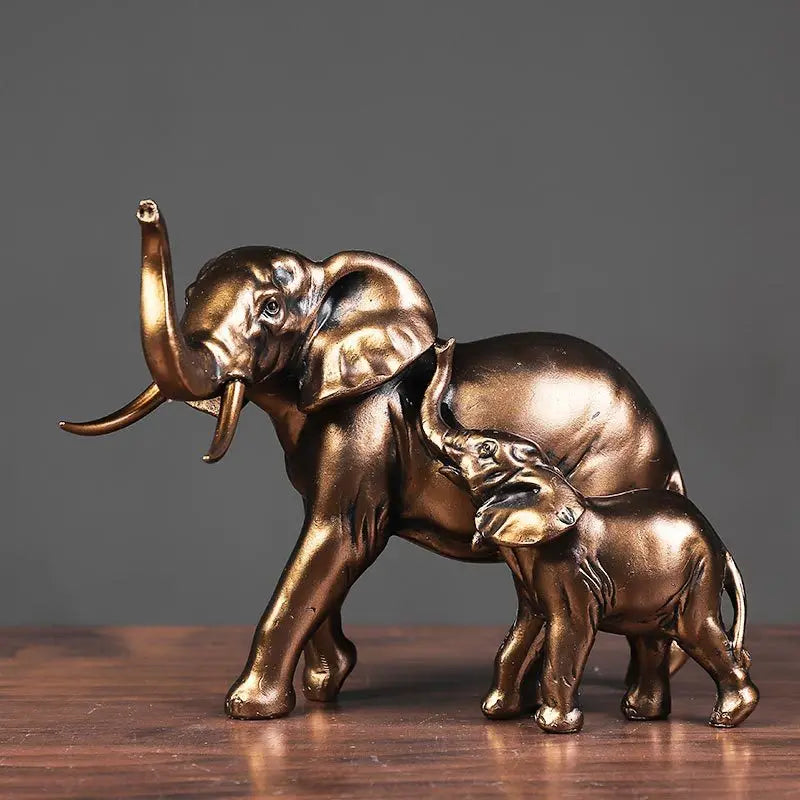 Afralia™ Resin Elephant Statue: American Retro Figurine for Home & Office Decor