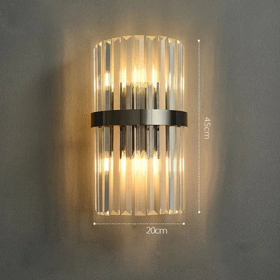 Afralia™ Art Deco LED Stainless Steel Crystal Wall Sconce, Bedroom Corridor Golden Black Wall Light