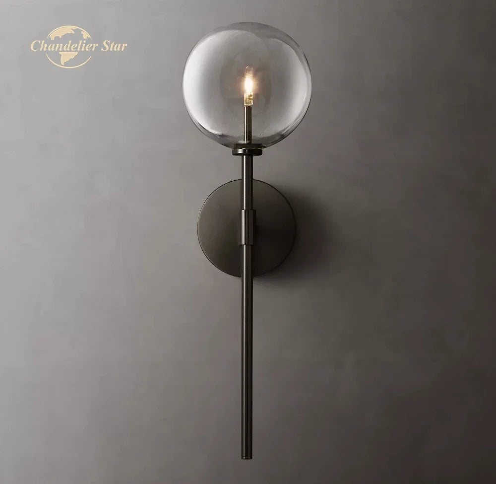 Afralia™ LED Glass Globe Wall Sconce Modern Indoor Light Fixture Decoration Bedroom Living Room