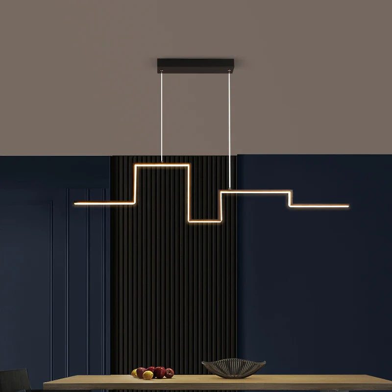 Afralia™ Nordic Geometry Black LED Chandelier for Living & Dining Room, Bar, Shop