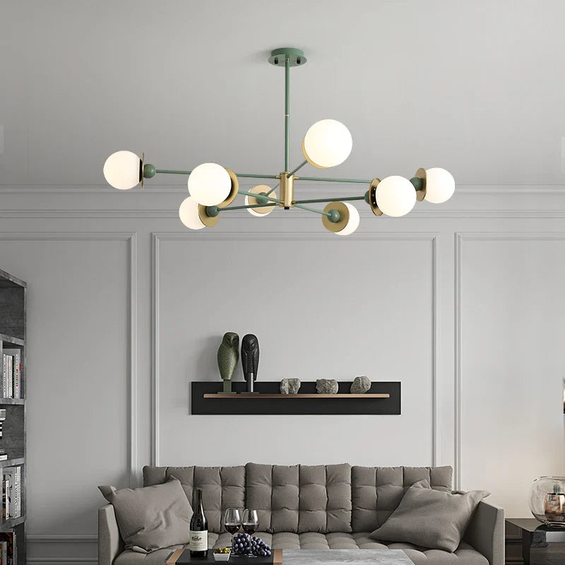 Afralia™ Modern Glass Ball LED Chandelier for Living Room, Dining Room, Study & Ceiling Lighting