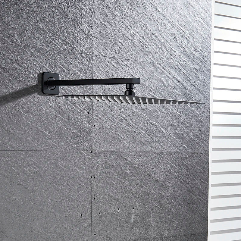 Afralia™ Ultrathin Matte Black Rainfall Shower Head Set, 8/10/12 inch, Wall Mounted