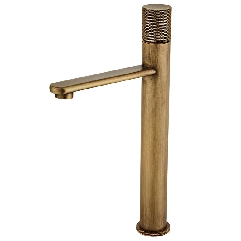 Afralia™ Antique Bronze Basin Faucet Hot & Cold Deck Mounted Brass Mixer Tap