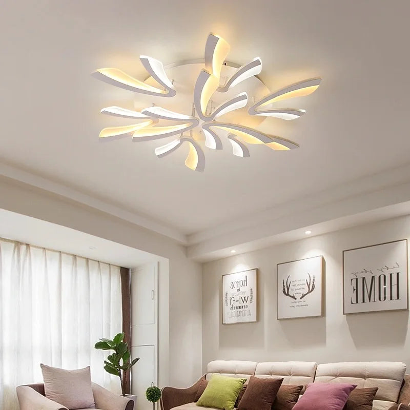 Afralia™ Modern LED Ceiling Chandelier for Home Living Room Bedroom Dining, Remote Control Lighting Fixtures