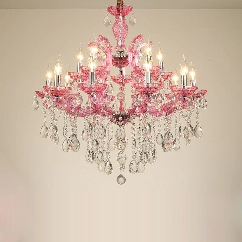 Afralia™ Modern Iron Crystal Glass Chandelier Blue Red Art Deco Lighting