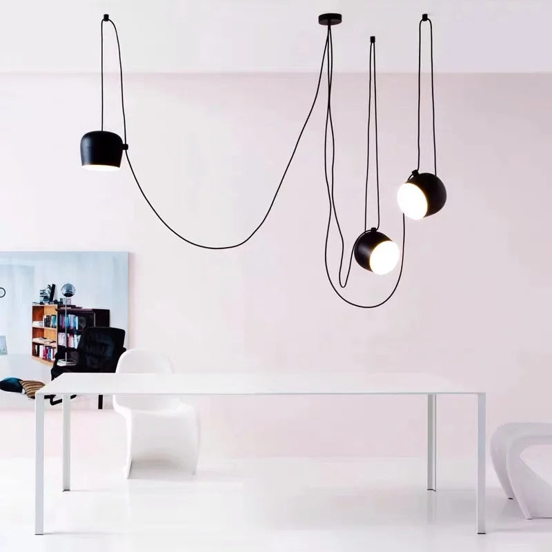 Afralia™ Black Drum LED Pendant for Kitchen & Restaurant - Spider Industrial Ceiling Light