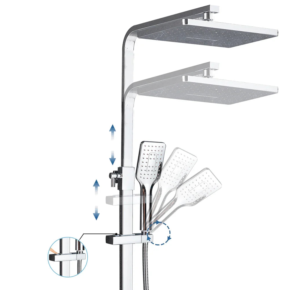 Afralia™ Shower Faucet Set: Wall Mount Rainfall Shower Head & Handheld Sprayer Bathtub Tap