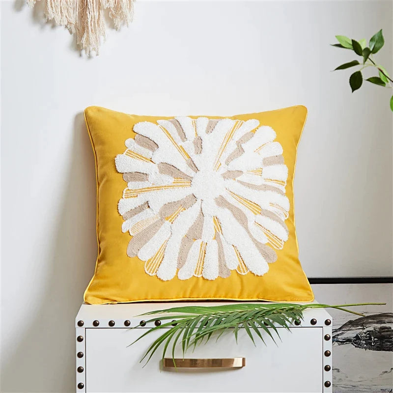 Afralia™ Sea Starfish Coastal Cushion Cover 45x45cm in Navy Blue and Yellow