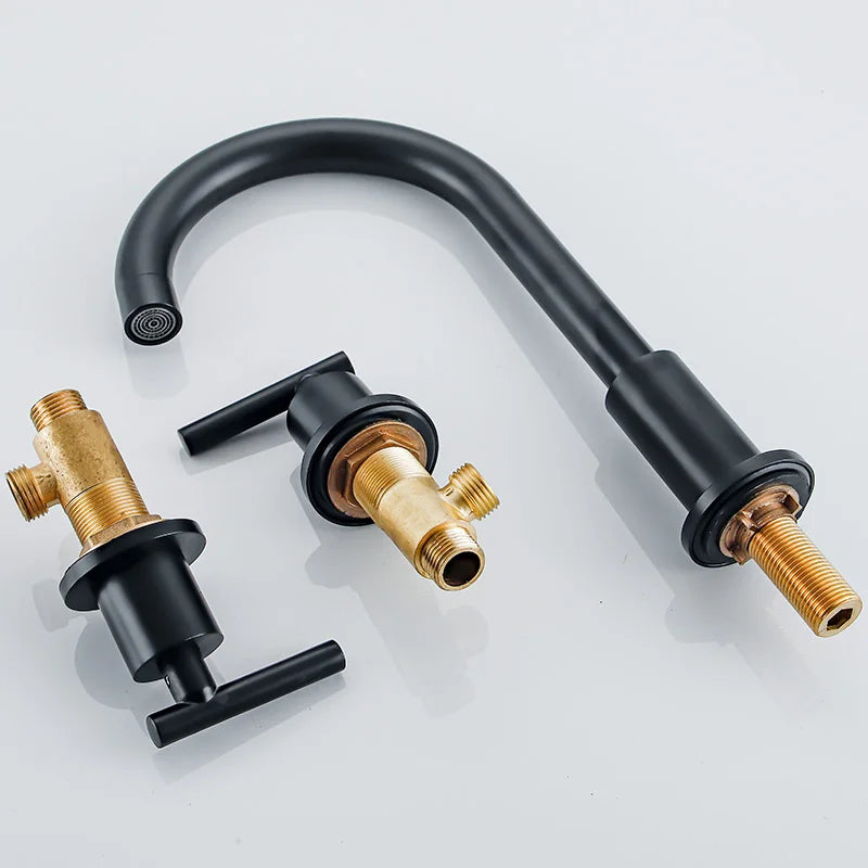 Afralia™ Luxury Gold, Black, and Chrome Basin Faucet - Hot Cold Mixer for Bathroom Sink