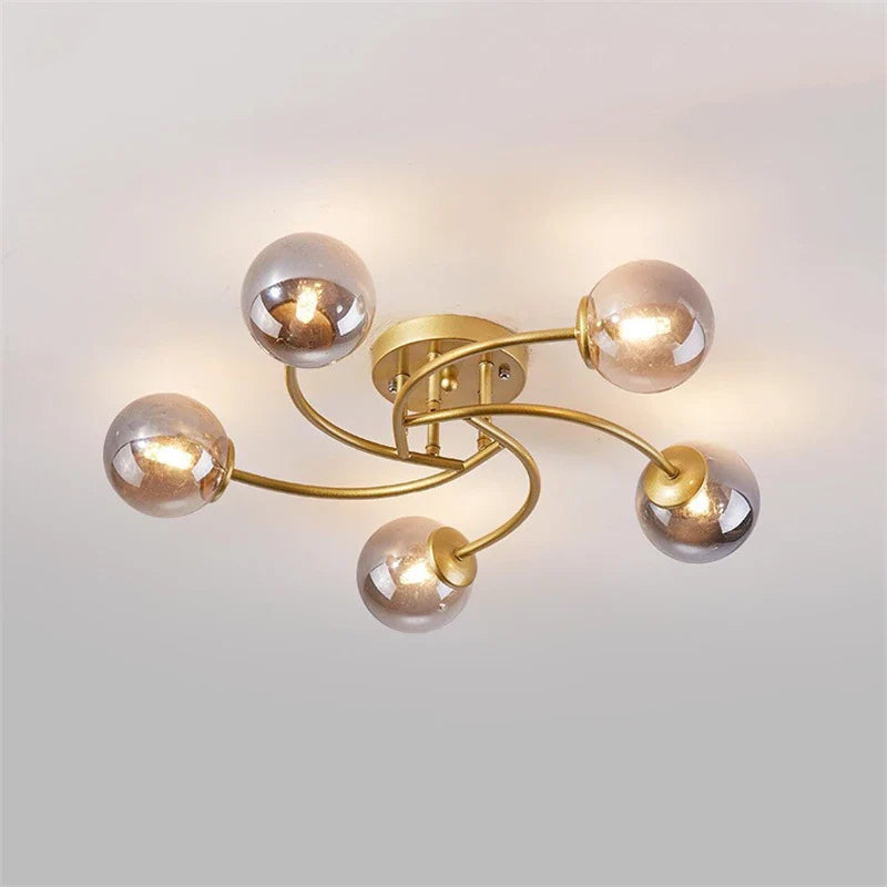 Afralia™ Glass Bulb LED Ceiling Light Fixture for Modern Living Room and Kitchen