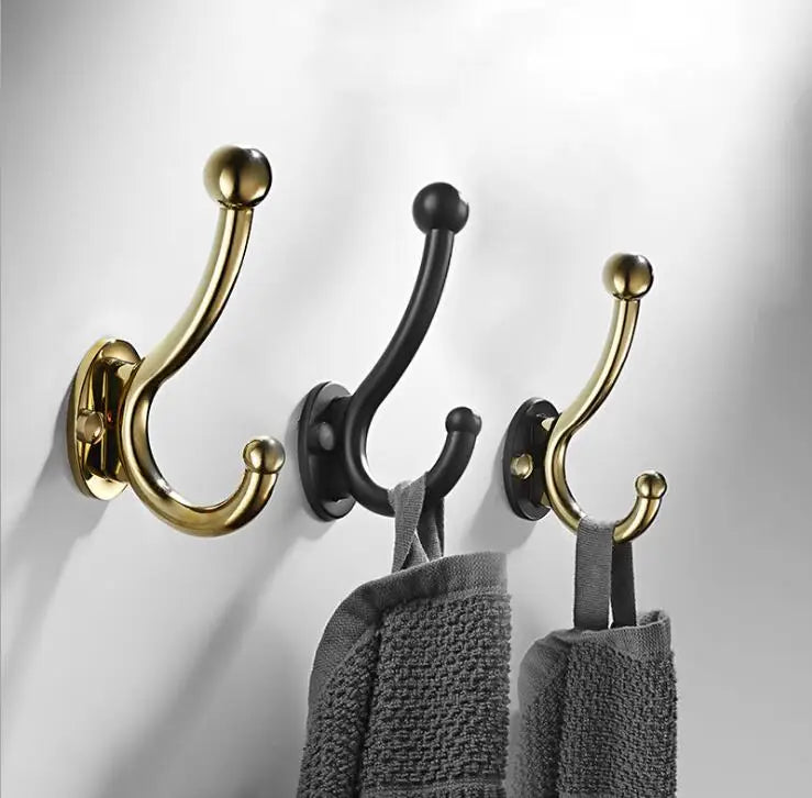 Afralia™ Wall Mount Coat Hook Rack 5 Hooks Bathroom Hat Towel Hanger Rustproof Silver