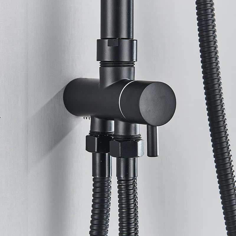 Afralia™ Black Thermostatic Shower Faucet Set Chrome Wall Mount Rainfall Mixer Tap