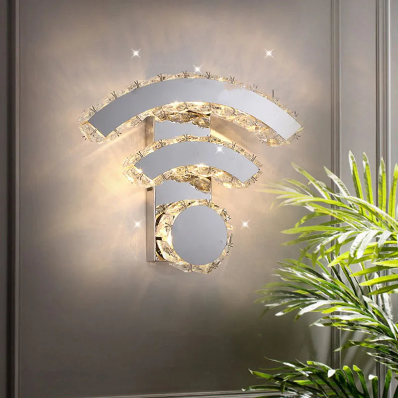 Afralia™ Chrome Crystal LED Wall Sconce for Bedroom Home Decor, Modern Mirror Design