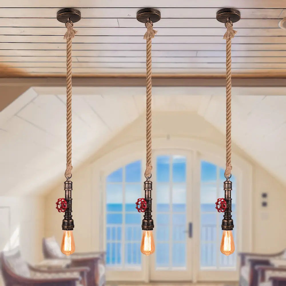 Afralia™ Industrial Iron Water Pipe Pendant Light - Retro E27 LED Hanging Lamp