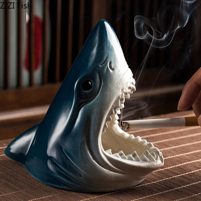 Afralia™ Creative Shark Storage Ashtray for Home and Office Decoration