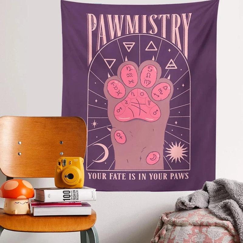 Afralia™ Cat Paws Tarot Tapestry: Bohemian Home Decor for Hippie Vibes and Happy Spaces