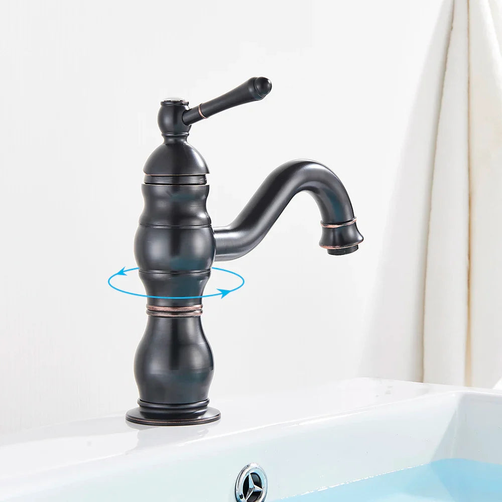 Afralia™ Brass Basin Faucet with Swivel Spout & Single Handle Deck Mount