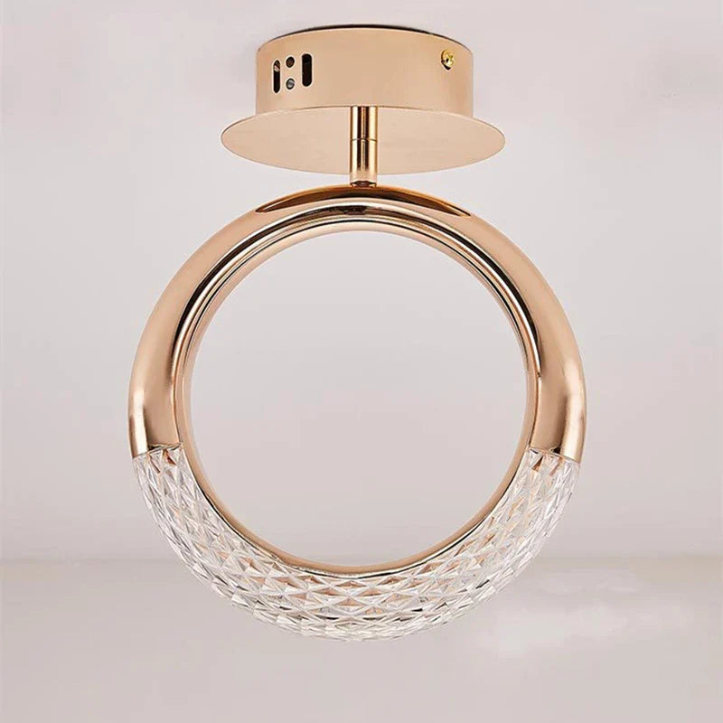 Afralia™ Rose Gold Alloy Ring Ceiling Lamp: Modern Nordic Design for Indoor Lighting